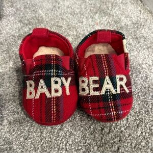 Dearfoams Baby Bear 12 Month Old Tartan Plaid Slippers